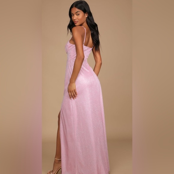 LuLu’s shimmering pink maxi dress size medium - Picture 4 of 16